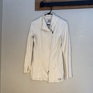 North Face Jacket Full Zip Hoodie Cream Tan Wrap Thumbhole Tunic Women's Small